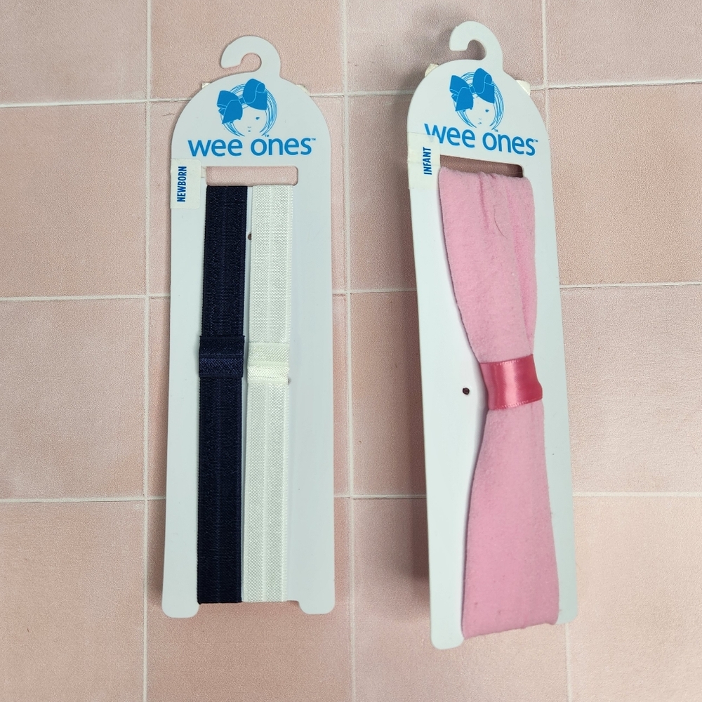 Wee Ones Navy and Pink Headband Set